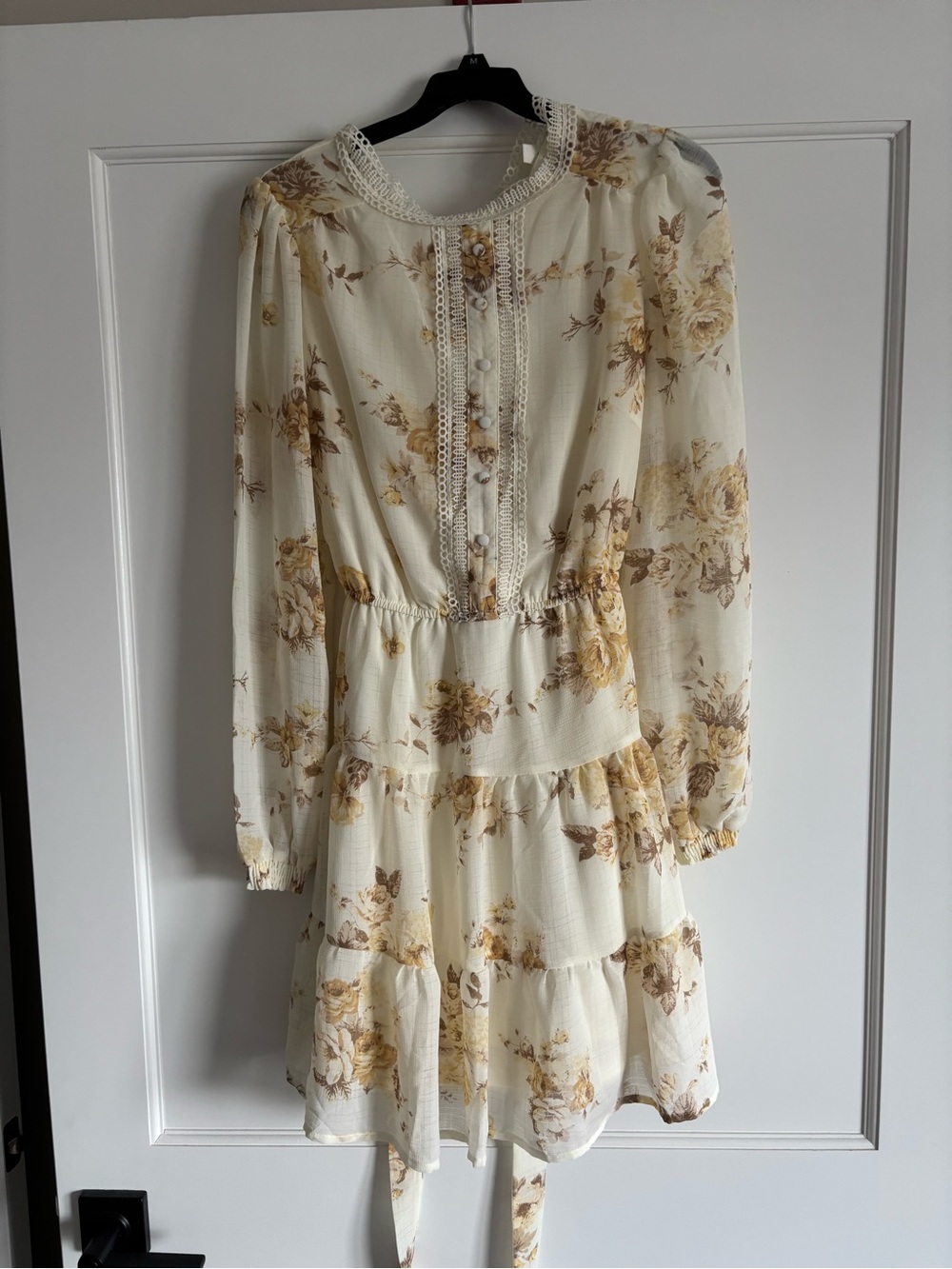 Blu Pepper Cream Dress with Yellow Floral Print